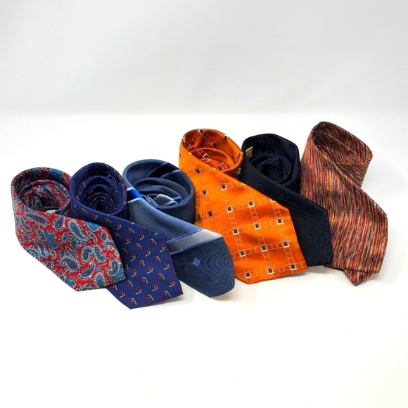 VINTAGE DESIGNER NECKTIE LOT OF 6 TIES SILK MISSONI BURBERRY BALENCIAGA MENSWEAR - Picture 1 of 11